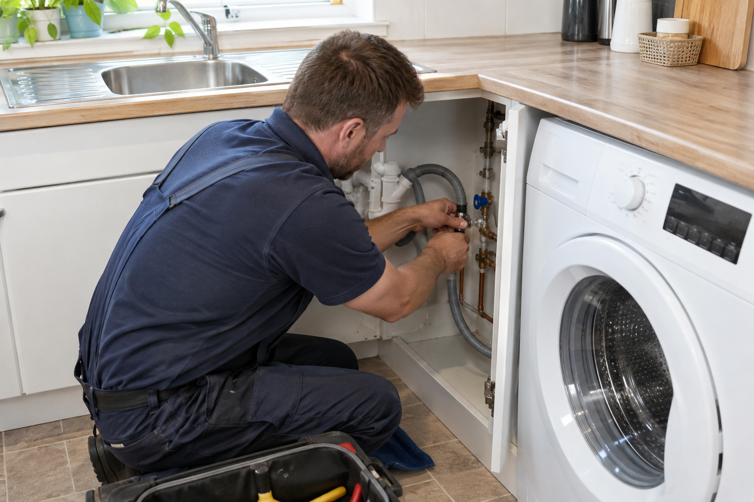 Plumber repairing a leaking radiator valve
